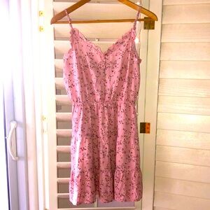 MIMI CHI Baby Pink Color Flower Mini Sun Dress Sz Med